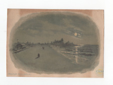 1890 Moonlight Coney Island Fred S. Cozzens Clark's O.N.T. Trade Card  5x7