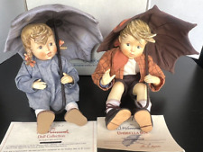 Hummel Umbrella Boy and Umbrella Girl Dolls PAIR by Danbury Mint in Box LARGE 8
