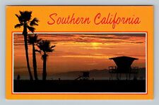Southern CA, Sunset Along Beach, Palms, California c1989 Vintage Postcard picture