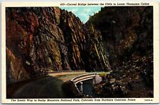 VINTAGE POSTCARD SCENIC CURVED BRIDGE BETWEEN THE CLIFFS LOWER THOMPSON CANYON picture