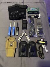 Tactical Lot 12-Items 3-Knifes 1-Multi 2-Belts 2-Lights 1-Gloves 2-Mag 1-Radio picture