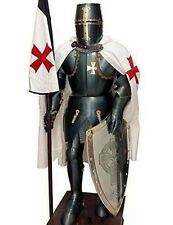 Medieval Steel Armour Black Suit Of Templar Full Body Armor Suit Christmas Gift picture