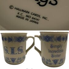 VTG Hallmark SIS Simply Incredible Sister Coffee Tea Mug Cup Blue Floral Japan picture