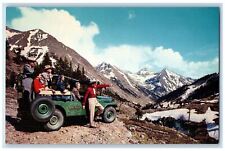 Awe In Spiring Mountain Ranges Jeep Grand Imperial Hotel Silverton CO Postcard picture