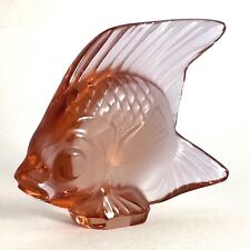 LALIQUE France Pink Fish Crystal Figurine Signed Vintage Collectable picture