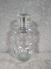 Libbey of Canada Clear Glass Christmas Holiday Frosty Snowman Candy Jar With Lid picture