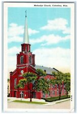 c1940's Methodist Church Exterior Roadside Columbus Mississippi MS Tree Postcard picture