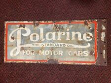 Vintage POLARINE Oil Sign Porcelain Metal Original Flange picture