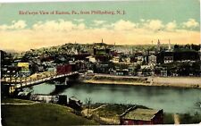 Bird's Eye View of Easton PA from Phillipsburg NJ Divided Postcard c1910s picture