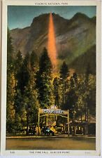 California Yosemite Camp Curry Glacier Point Fire Fall Antique Postcard c1920 picture