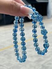 7mm Natural Blue Aquamarine Gemstone Clear Round Beads Fashion Bracelet AAAAAA picture