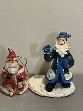 2003 JTS International Santa Figurines Tea Light Holder & Ceramic Santa Ornament picture