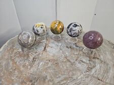 3.14LB 5Pcs A Set Of Natural Quartz Crystal Jasper Sphere Ball Polished Healing picture