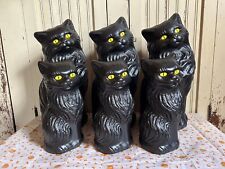 Blow  Mold Plastic Halloween Black Cats Decoration Scary Yellow Eyes Lot Of 6 picture