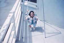 1960 Baby Smiling Bouncing Bouncer Toy Outside #3 Vtg 35mm Slide picture