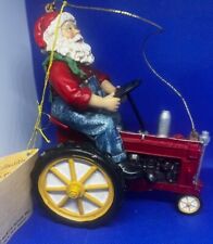 Vintage Kurt Alder Santa on Red Tractor Christmas Ornament damaged great value picture