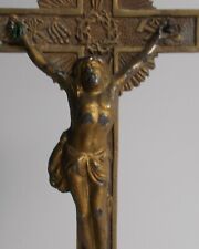RARE ANTIQUE FIRE GILDED METAL CRUCIFIX EARLY 18TH CENTURY ANGEL/DICE/..  10.51