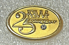 Vintage ABWA 25th Anniversary Gold Rhinestone Lapel Pin picture