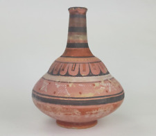 Antique Vtg Tonala Mexico Pre Columbian Clay Pottery Folk Art Painted Vase 10.5