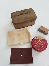 RARE WWI US Army Button Polishing Kit Complete TIN w/ brush, cloth, polish, + picture