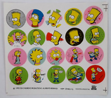1992 Argentina The Simpsons Stickers Set Complete Sheet Rare Vintage Disc Cards picture