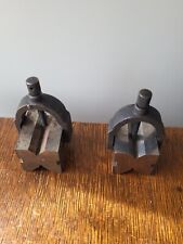 (2) Brown & Sharpe Cat. No. 750 A/No. 435 V Blocks w/Clamps Machinist Tools USA picture