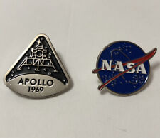 NEW NASA Lapel Pin Enamel Lot 2 Classic Retro Logo & Commemorative Apollo 1969 picture