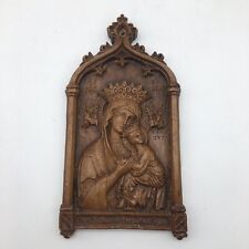 Vintage Our Mother of Perpetual Help Catholic Wall Plaque Devotional Barwood picture