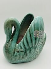 Vintage Gonder Ceramic Swan Planter Vase Green & Brown Glaze Model E-44 USA picture