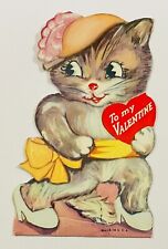 Vintage Valentine Card Dressed Up Kitten picture