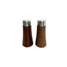 Vintage MCM Cultura Sweden Stainless And Teak Wood Salt And Pepper Shakers picture