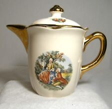 Vintage Colonial Courting Couple Teapot Warranted 22K Gold picture