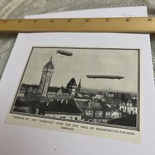 Antique 1909 Image: Zeppelin III & Parseval over City Hall in Frankfurt Germany picture