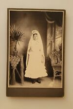Antique Cabinet Card Photograph Young Girl White First Holy Communion Dress picture