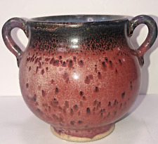 Antique/Vintage Chinese Ceramic Red Flambé Glaze With Molded Handles Vase picture
