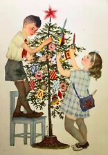 1966 Lebedev Soviet Pioneer Child Kids Christmas tree Vintage New Year Postcard picture