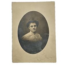 Vtg Black White Photograph Beautiful Victorian Woman Portrait Hair Up Mexico MO. picture