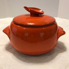 Vtg Frankoma Pottery 4v flame red orange glaze 2 QT pot picture