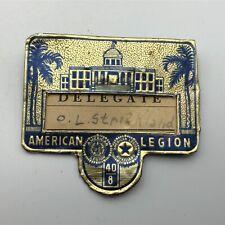 Unusual Vintage US American Legion Foil Delegate Name Tag ID Badge Pin P6 picture