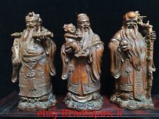 A Set of Chinese Antique Boxwood Hand-carved Statues of Fortuna and Shou picture