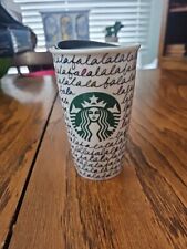 Starbucks 2011 FaLaLa Holiday Ceramic Mug Travel Tumbler 12 oz Coffee Cup w/ Lid picture