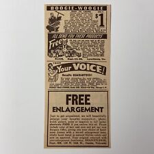 Print Ad 1940s Boogie Woogie Free Enlargement Dean Studio Perfect Voice Vintage picture