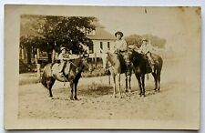 1910s Father Boy Horseback Rural Americana Antique RPPC Postcard Vintage picture