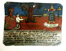 VTG HP MEXICAN TIN RETABLO SANTO NINO ATOCHA PROTECTS MAN FROM EVIL in 1911 picture