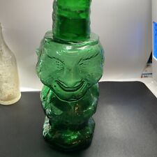 Tiara Indiana Glass Vintage W C FIELDS MOUNTAINEER MAN Green Tumble Up Decanter picture