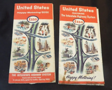 2 Vintage 1960's Esso Gas Station United States Interstate Road Maps picture