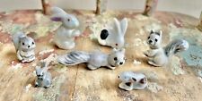 Vintage Porcelain Bunnies, Squirrels, & Mouse Forrest Figurines, Lot of 7 Japan picture