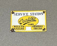 VINTAGE OVERLAND WILLYS   KNIGHT PORCELAIN SIGN CAR GAS TRUCK GASOLINE picture