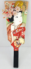 Vintage Japanese Geisha Sumo Kimono Art Hagoita Decorative Wooden Paddle Hanetsu picture