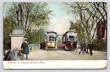 c1905~Boston Mass~Public Garden Entrance to Subway~Trolleys~MA~Antique Postcard picture